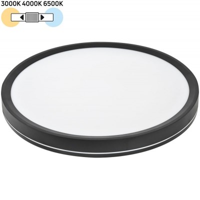 Φωτιστικό Πλαφονιέρα Φ23 Στρογγυλό LED 24W 230V CCT 2400lm Μαύρη IP40 21-232481